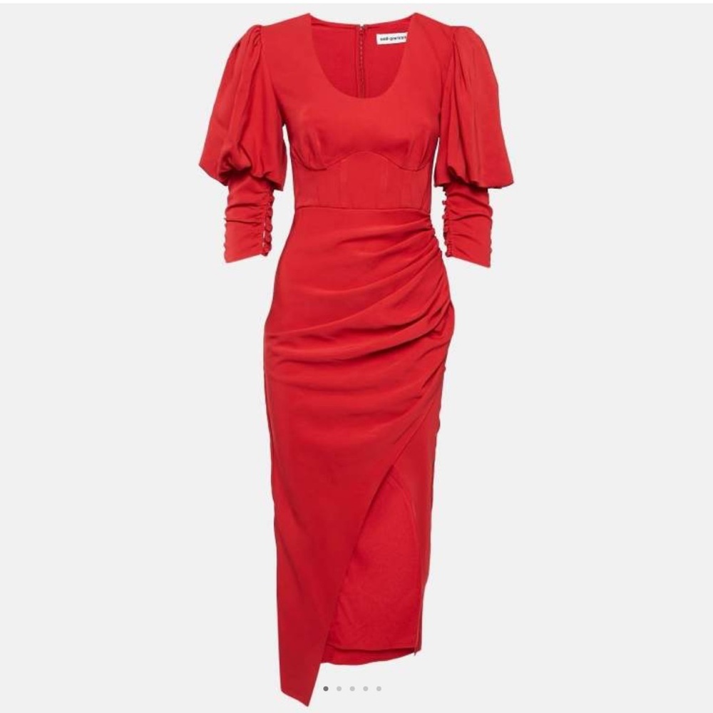 Self portrait red dress midi length stretch  sz2